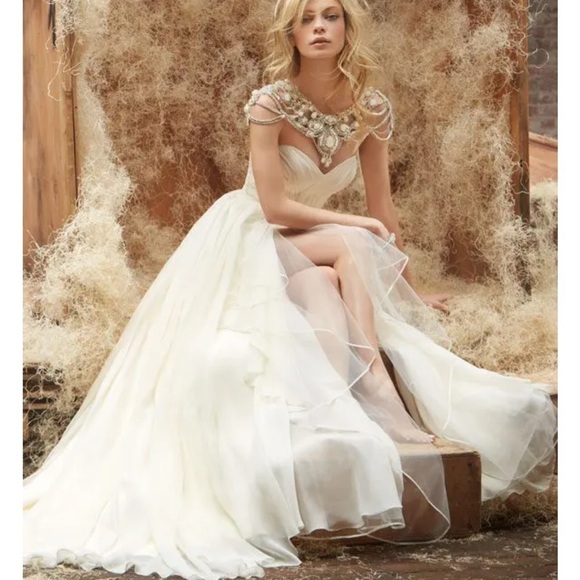 Hayley Paige Paloma 6409 Wedding Bridal Gown Strapless Sweetheart Ivory Size 4 - Picture 3 of 12